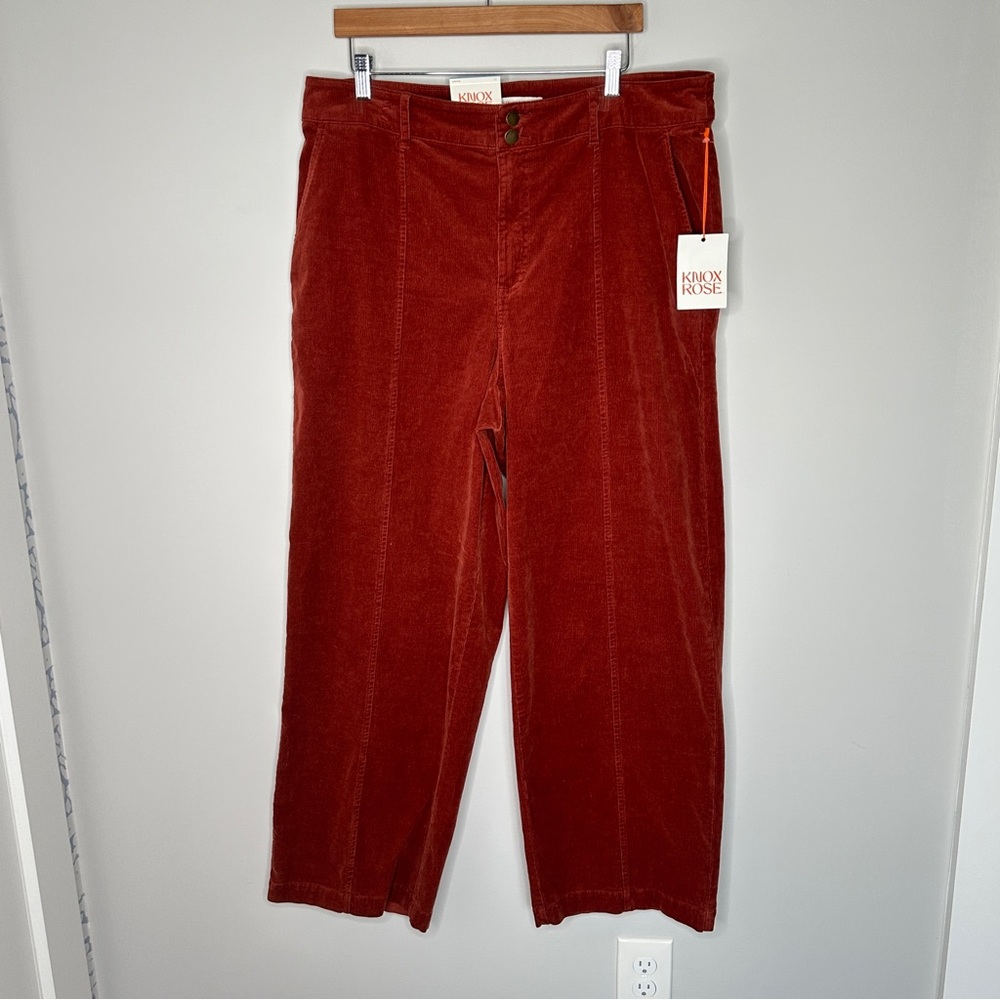 Knox Rose Rust Corduroy High Rise Wide Leg Trousers Size 17 NWT